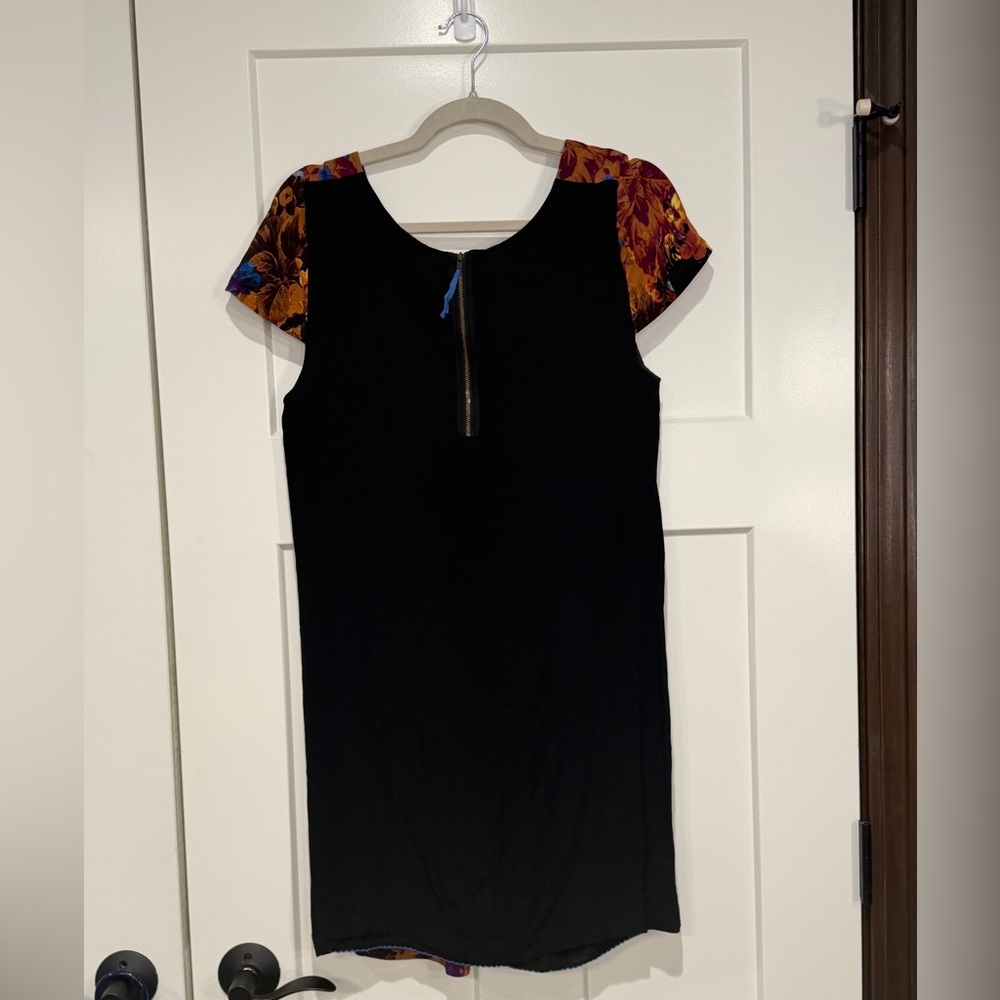 Maeve Anthropologie Pintura Silk Mini Shift Dress Medium Brown Motif - Picture 6 of 10